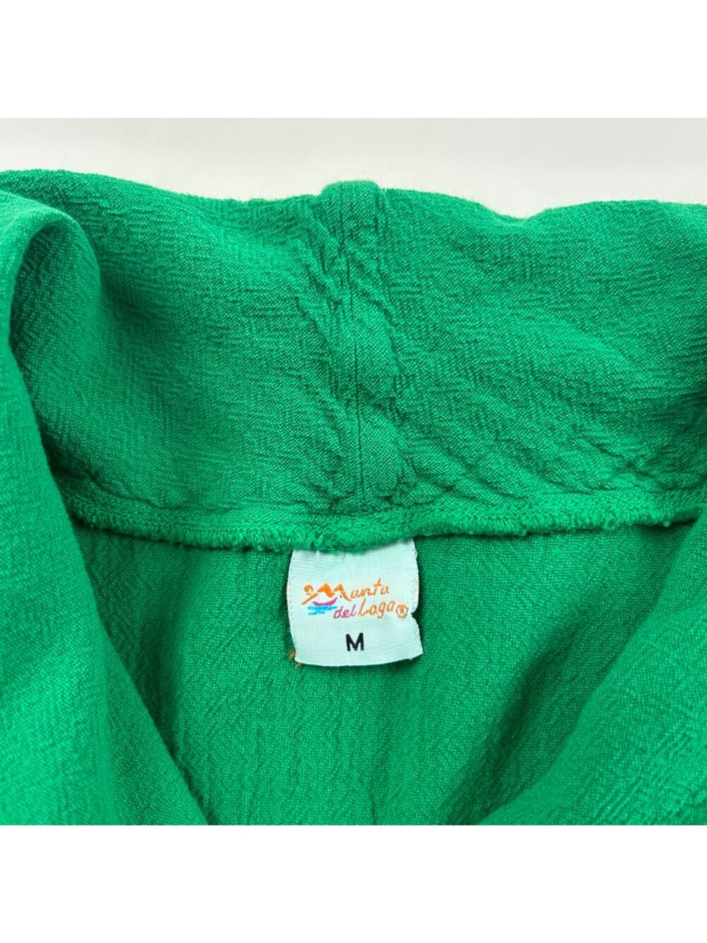 Manta del Lago Bright Green Crinkle Cotton Cowl Neck Maxi Dress M - Picture 4 of 7